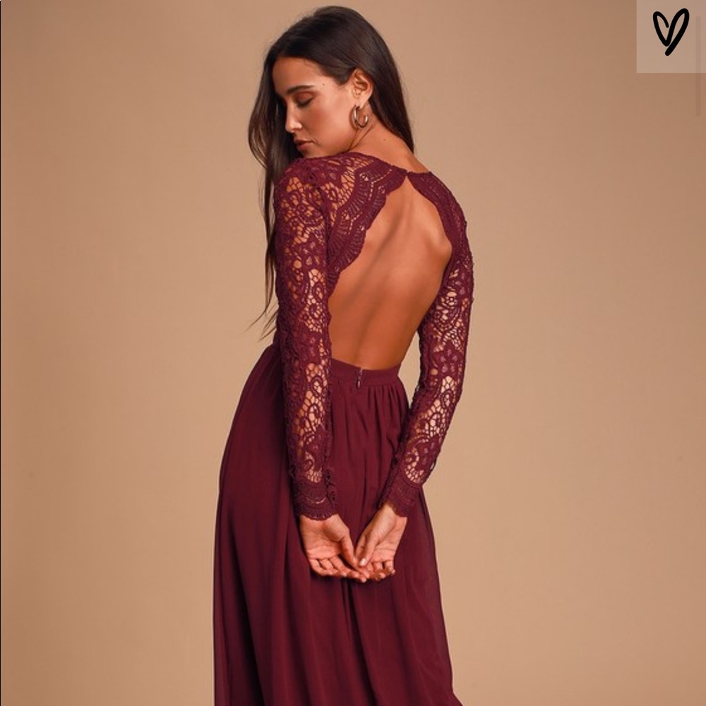 Lulus Long Sleeve Lace Maxi Dress